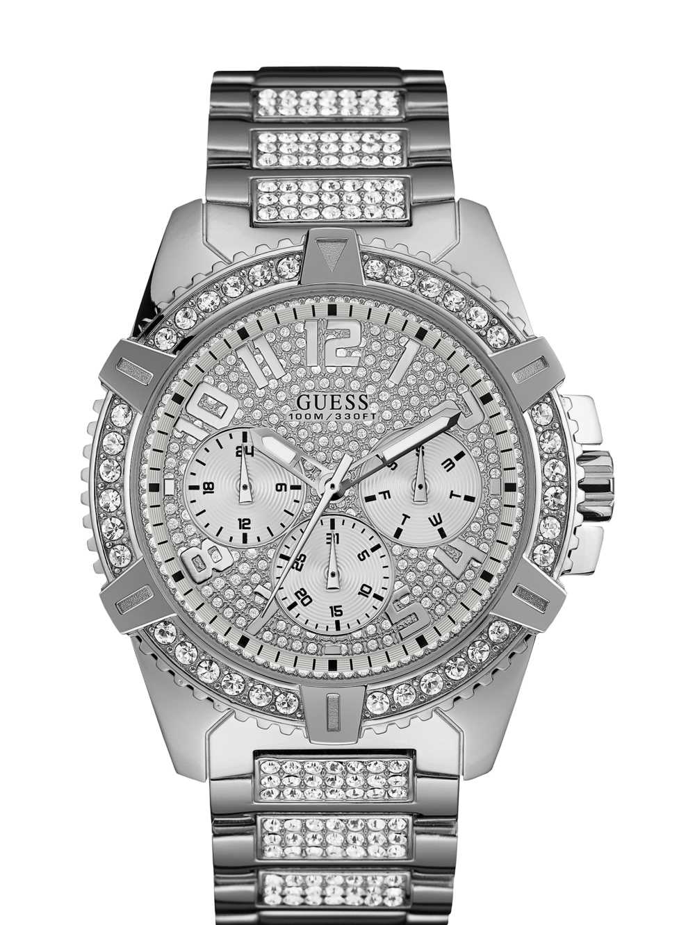 Platinum Men\'s Guess Silver-Tone Multifunction Watches Australia Sale | 792ACTPSO