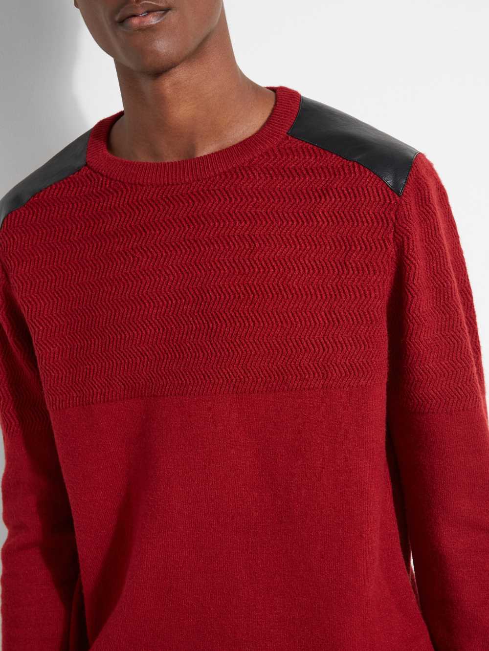 Red Men's Guess Liam Herringbone Contrast Sweaters Australia Sale | 125NDCWQU