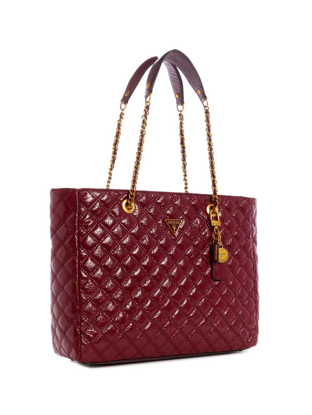 Red Women's Guess Cessily Quilted Tote Bags Australia Sale | 387PVRUMA