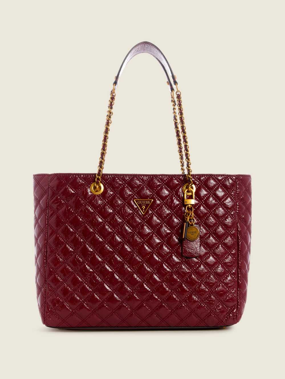 Red Women\'s Guess Cessily Quilted Tote Bags Australia Sale | 387PVRUMA