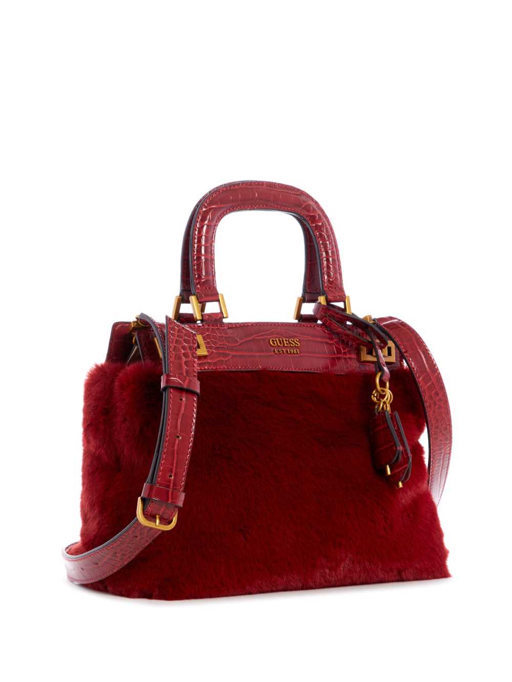 Red Women's Guess Katey Luxe Satchel Bags Australia Sale | 850CAKINQ