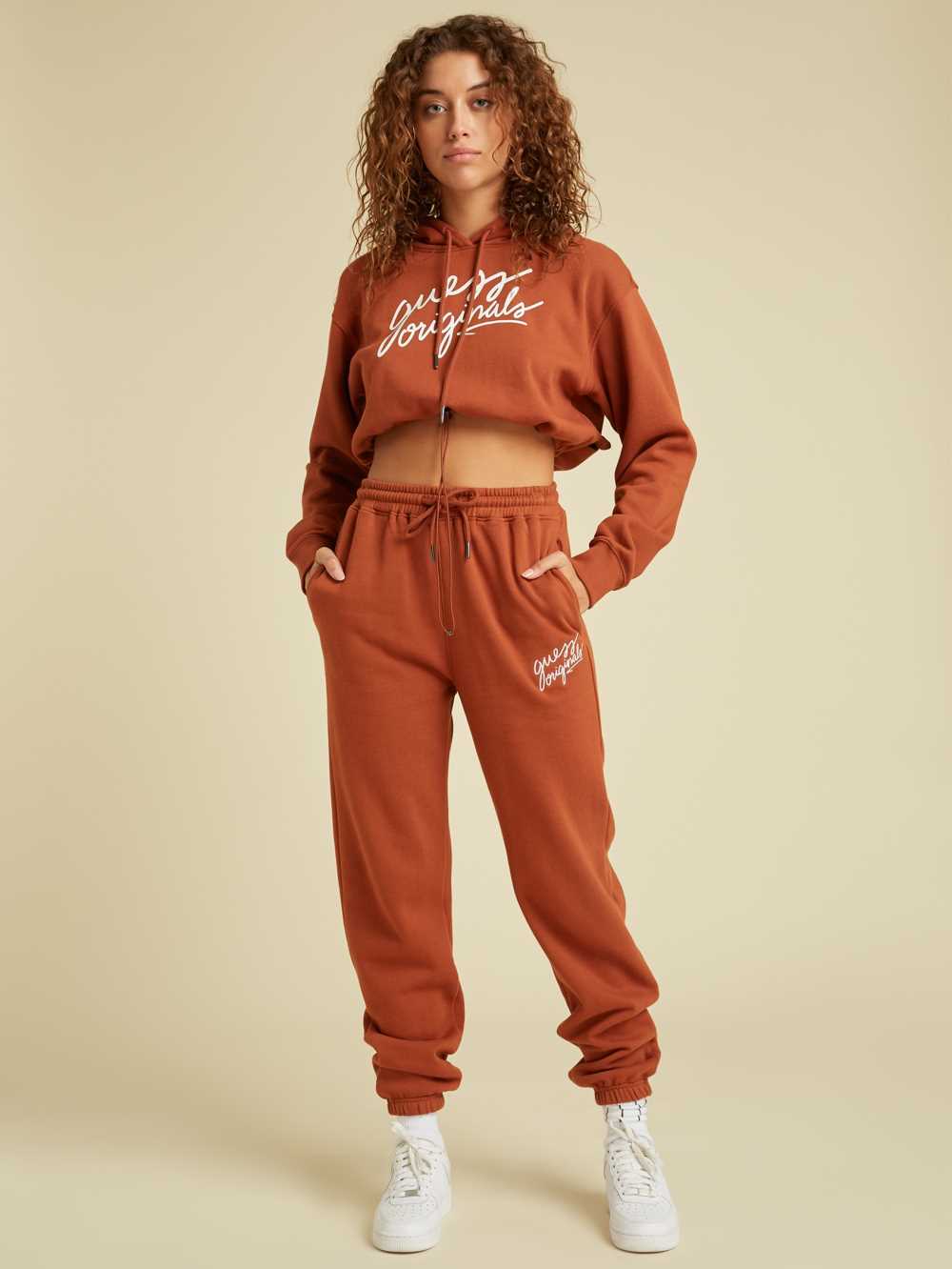 Red Women's Guess Originals Cropped Hoodie Australia Sale | 271PRCXFJ