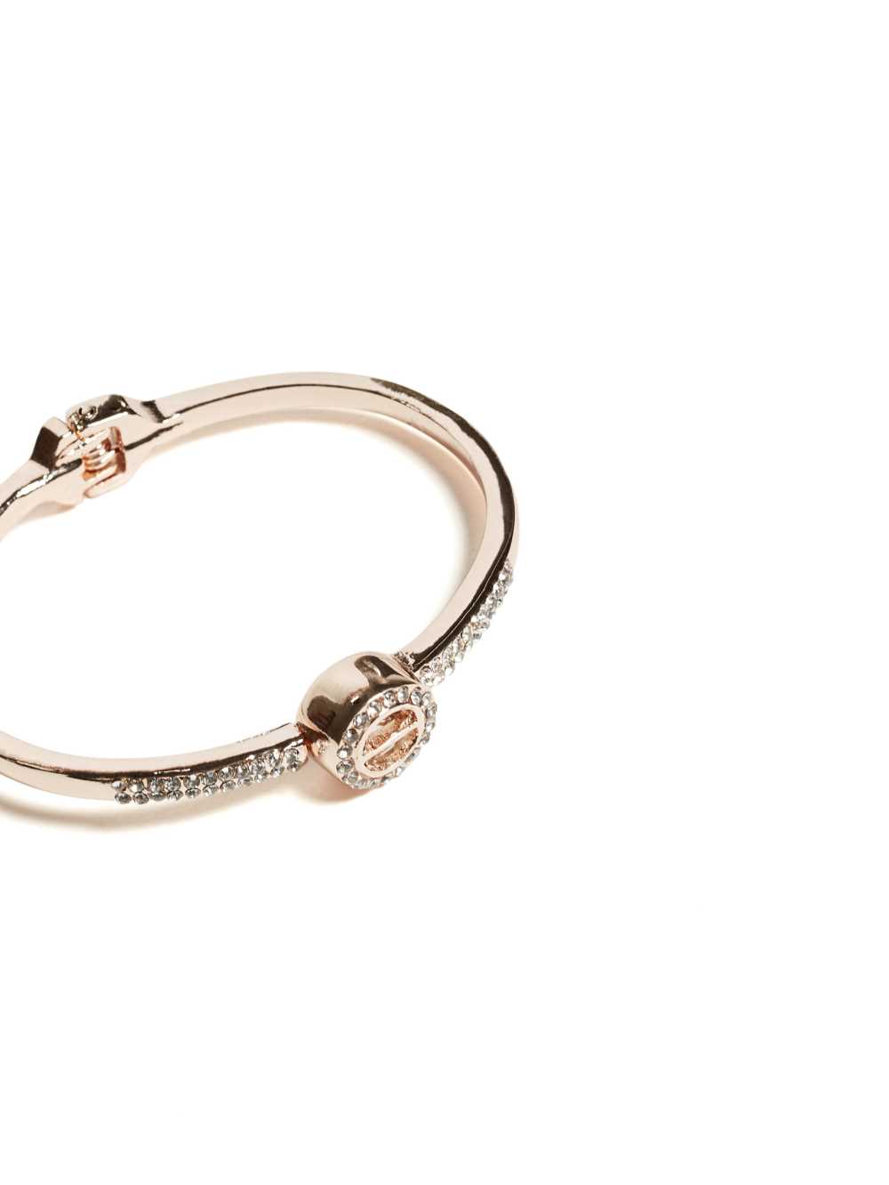 Rose Gold Women's Guess Caged Crystal Bangle Ring Australia Sale | 761XZLBSQ