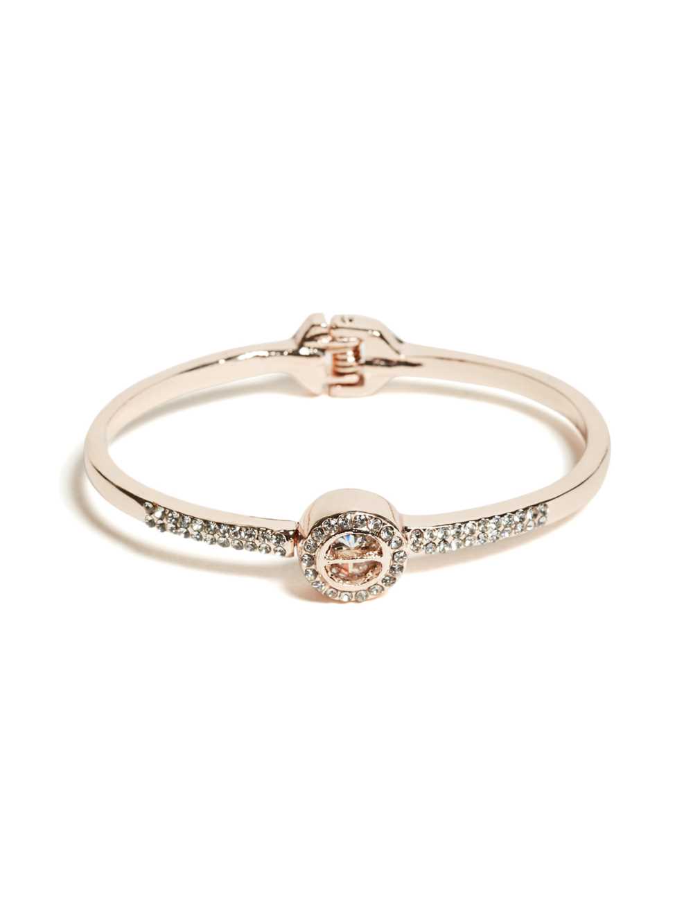 Rose Gold Women\'s Guess Caged Crystal Bangle Ring Australia Sale | 761XZLBSQ