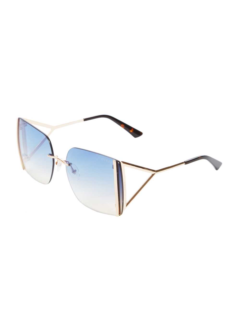 Rose Gold Women's Guess Gold Rimless Square Sunglasses Australia Sale | 205VGXWZR