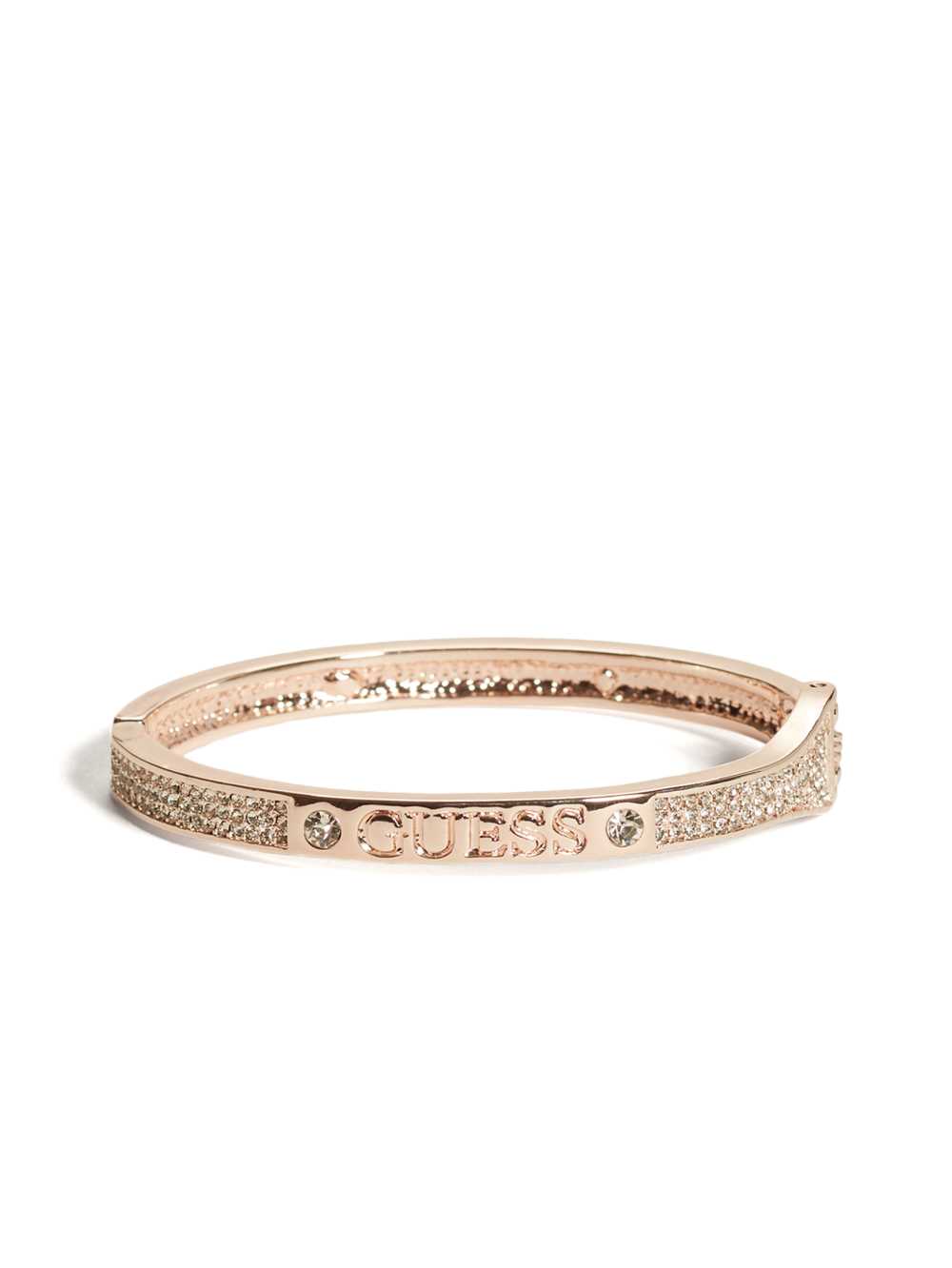 Rose Gold Women\'s Guess Rose Gold-Tone Rhinestone Bangle Ring Australia Sale | 954DOHCRP