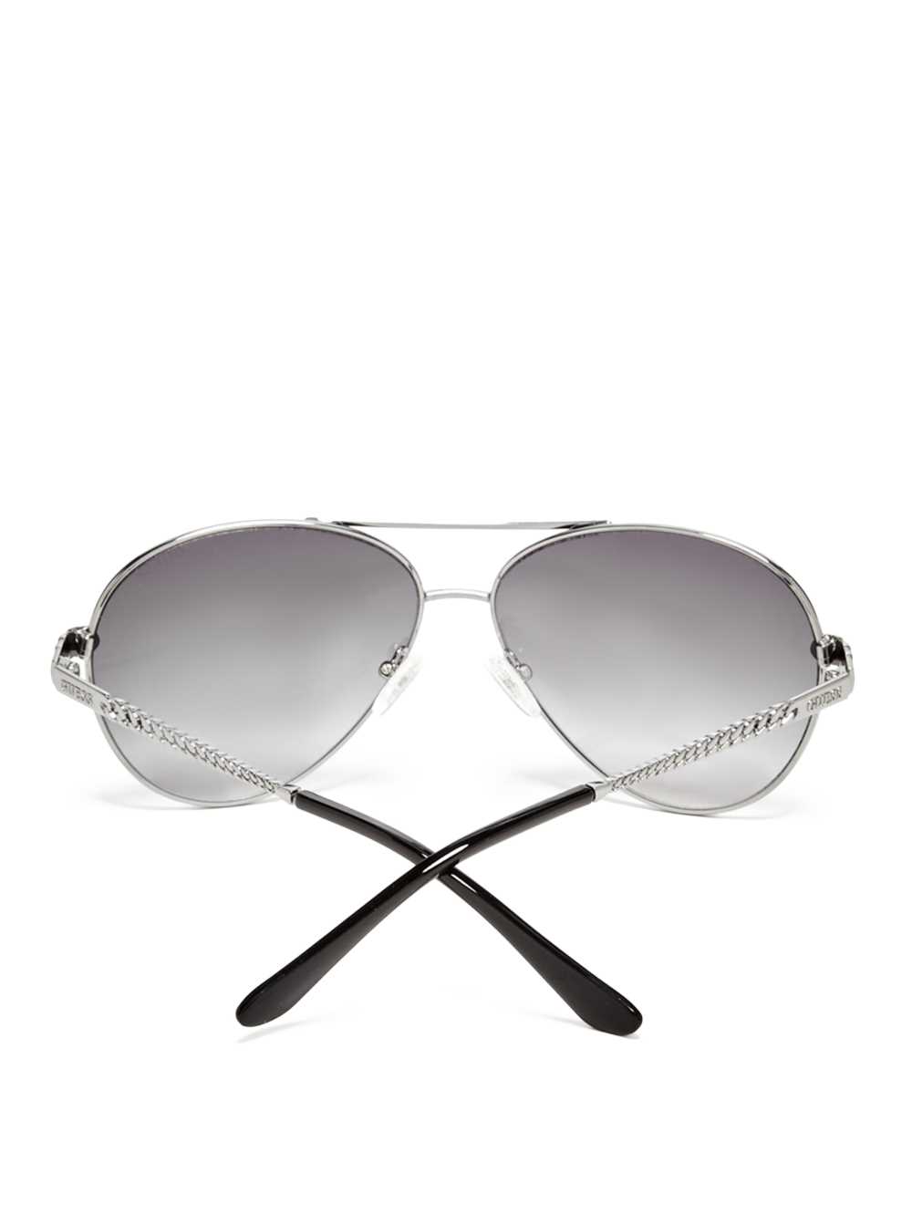 Silver Women's Guess Catherine Rhinestone Aviator Sunglasses Australia Sale | 089RAMUGK