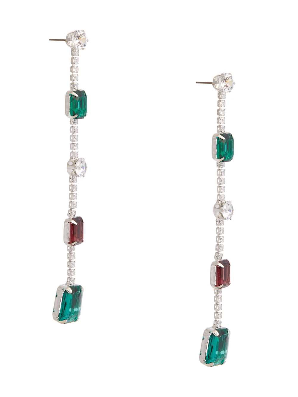 Silver Women's Guess Crystal Emerald Linear Earrings Australia Sale | 209TWIGKR