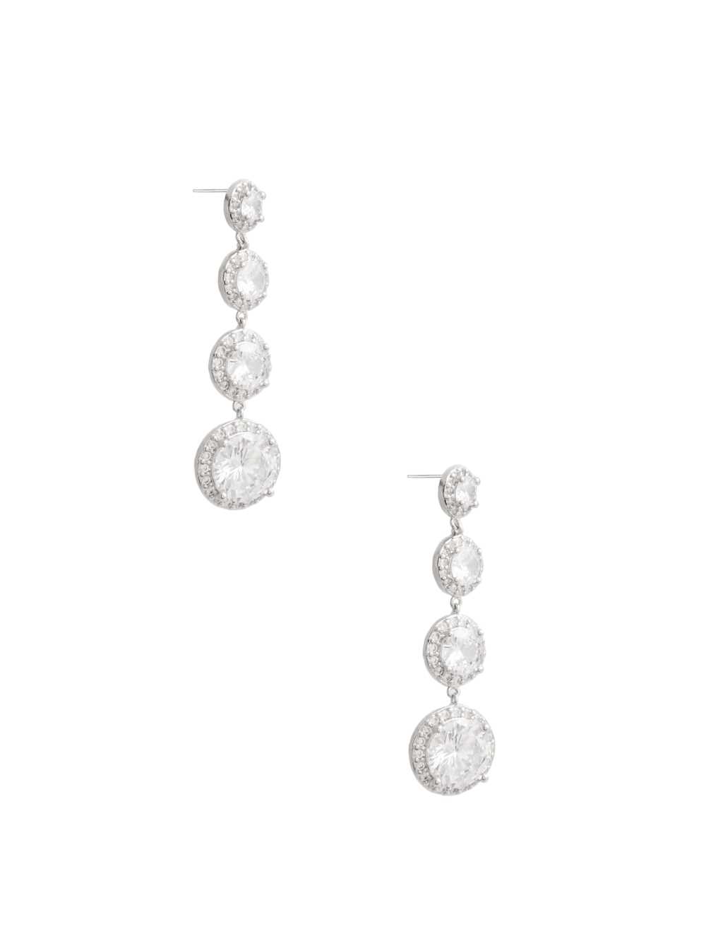 Silver Women's Guess Cubic Zirconia Cascading Earrings Australia Sale | 216SLJVKU