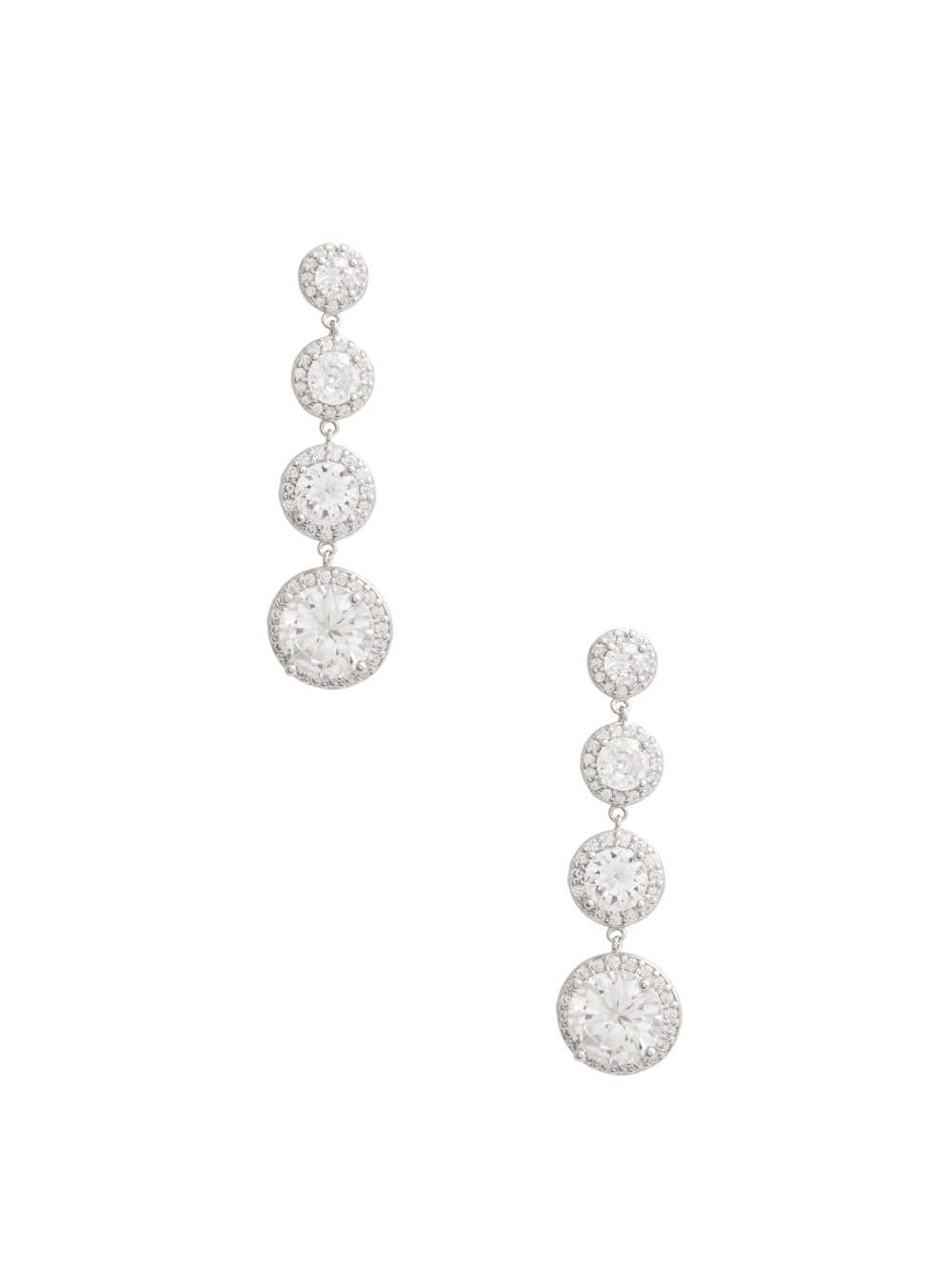 Silver Women\'s Guess Cubic Zirconia Cascading Earrings Australia Sale | 216SLJVKU