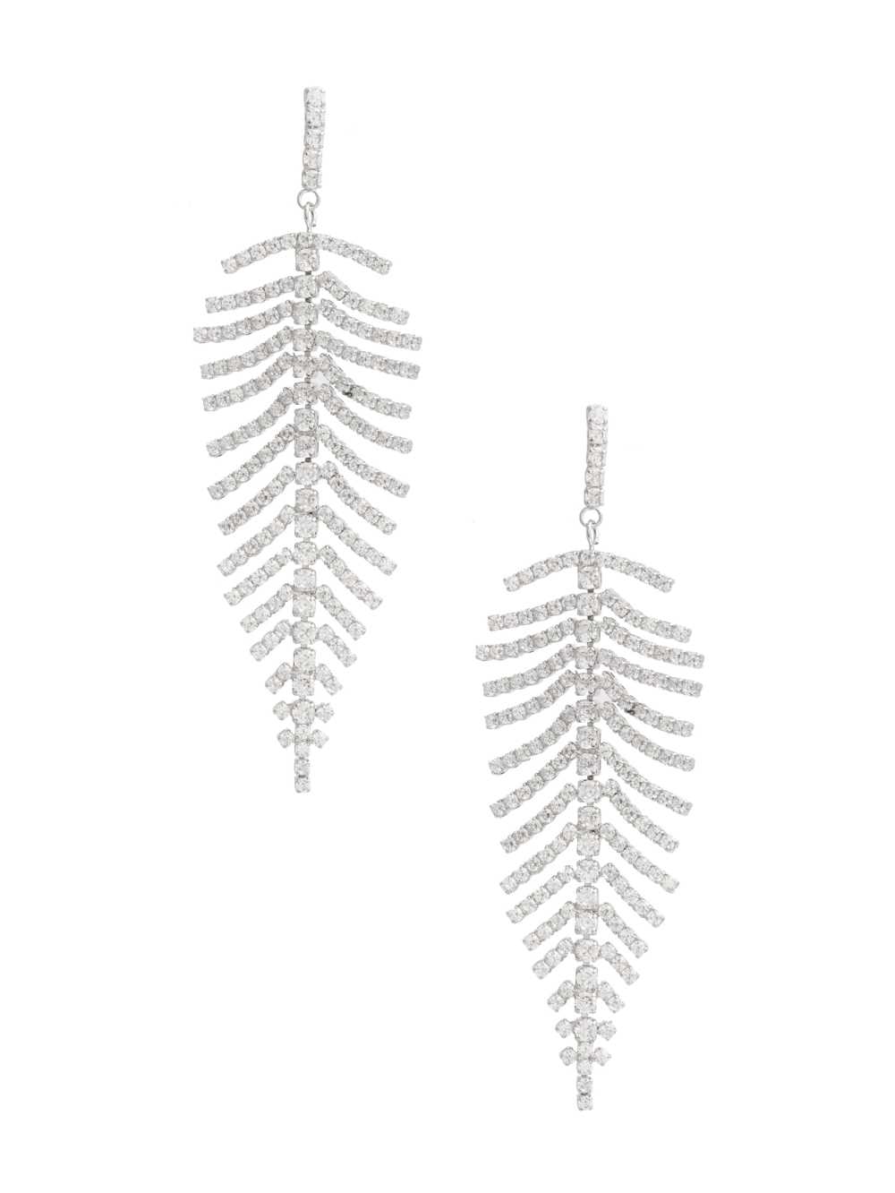 Silver Women\'s Guess Cubic Zirconia Leaf Earrings Australia Sale | 574GQFAXV