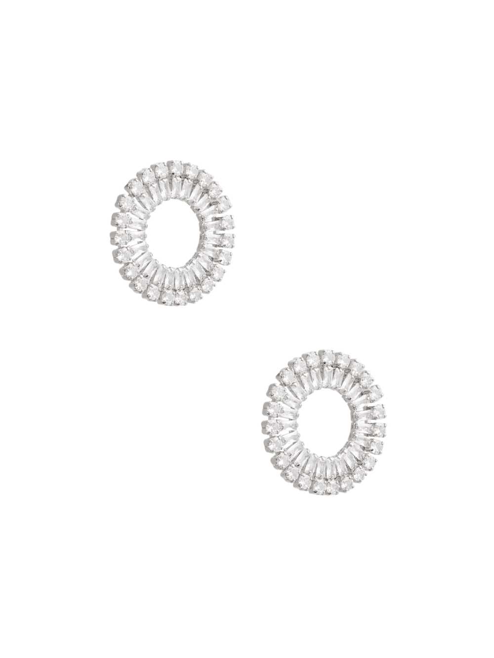 Silver Women's Guess Cubic Zirconia Round Earrings Australia Sale | 630HPUBVX