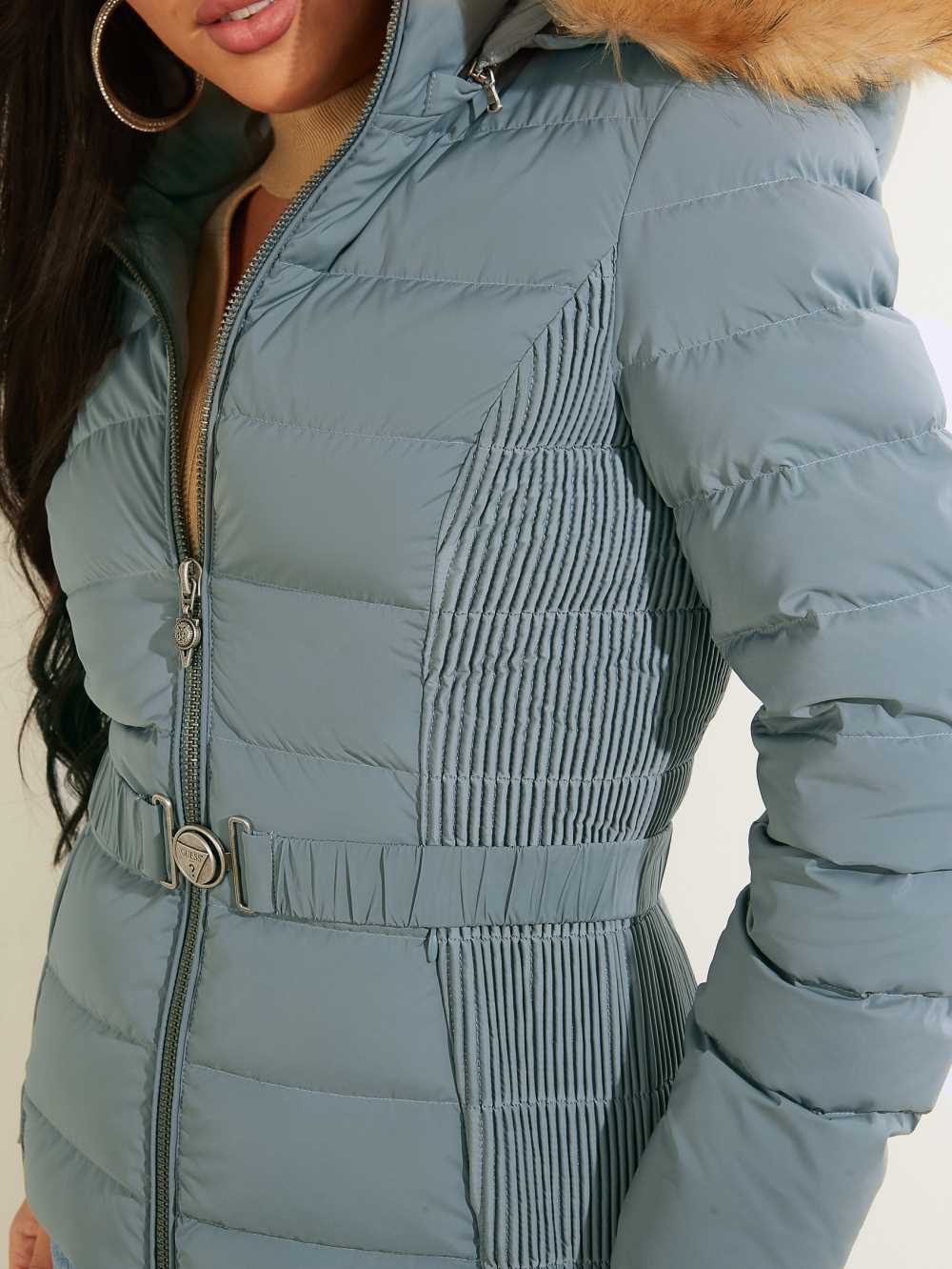 Silver Women's Guess Eco Claudiaed Down Puffer Jackets Australia Sale | 613GEXSFN