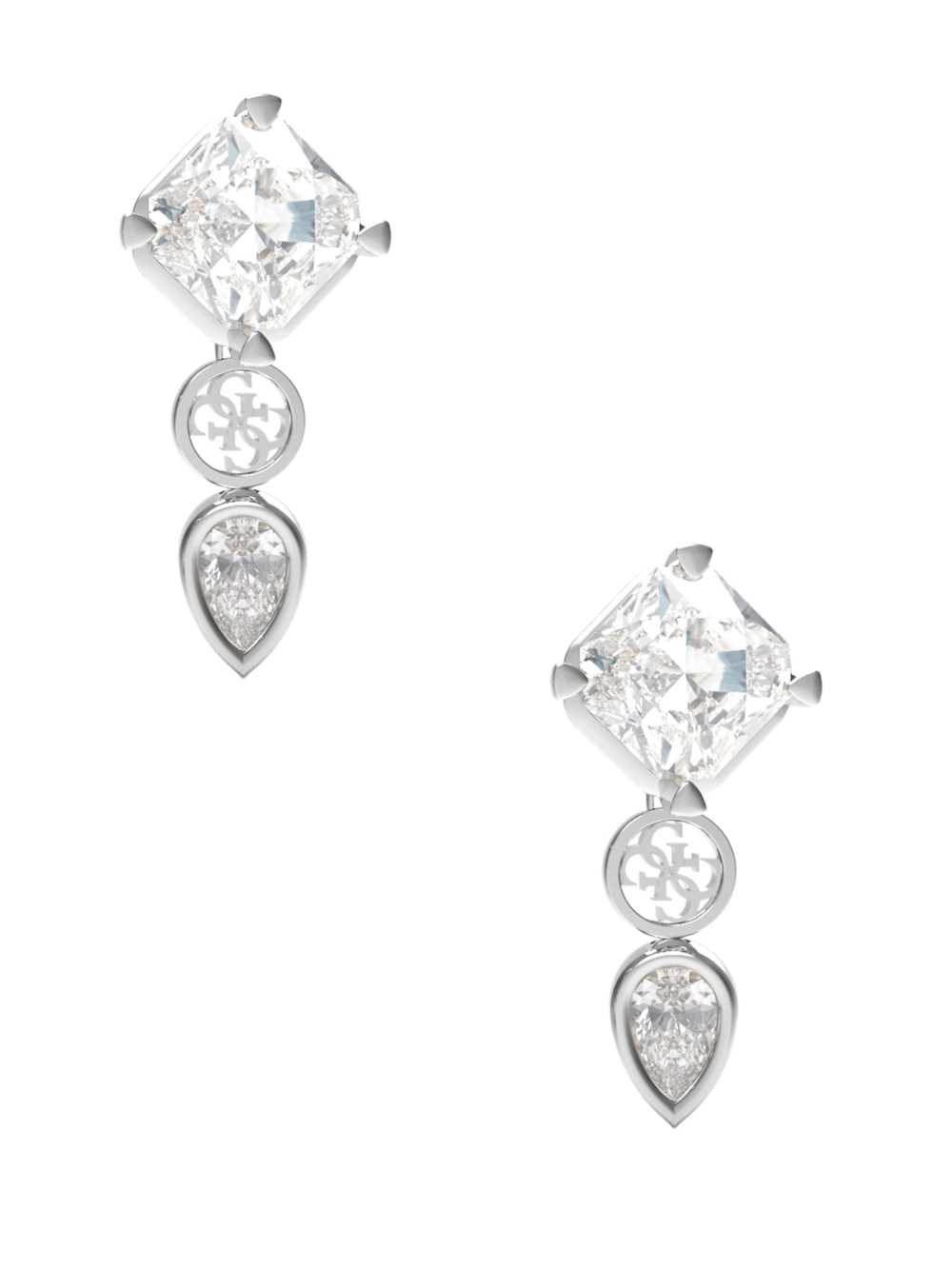 Silver Women's Guess Pendant and Quattro G Logo Drop Earrings Australia Sale | 058QMBSFH