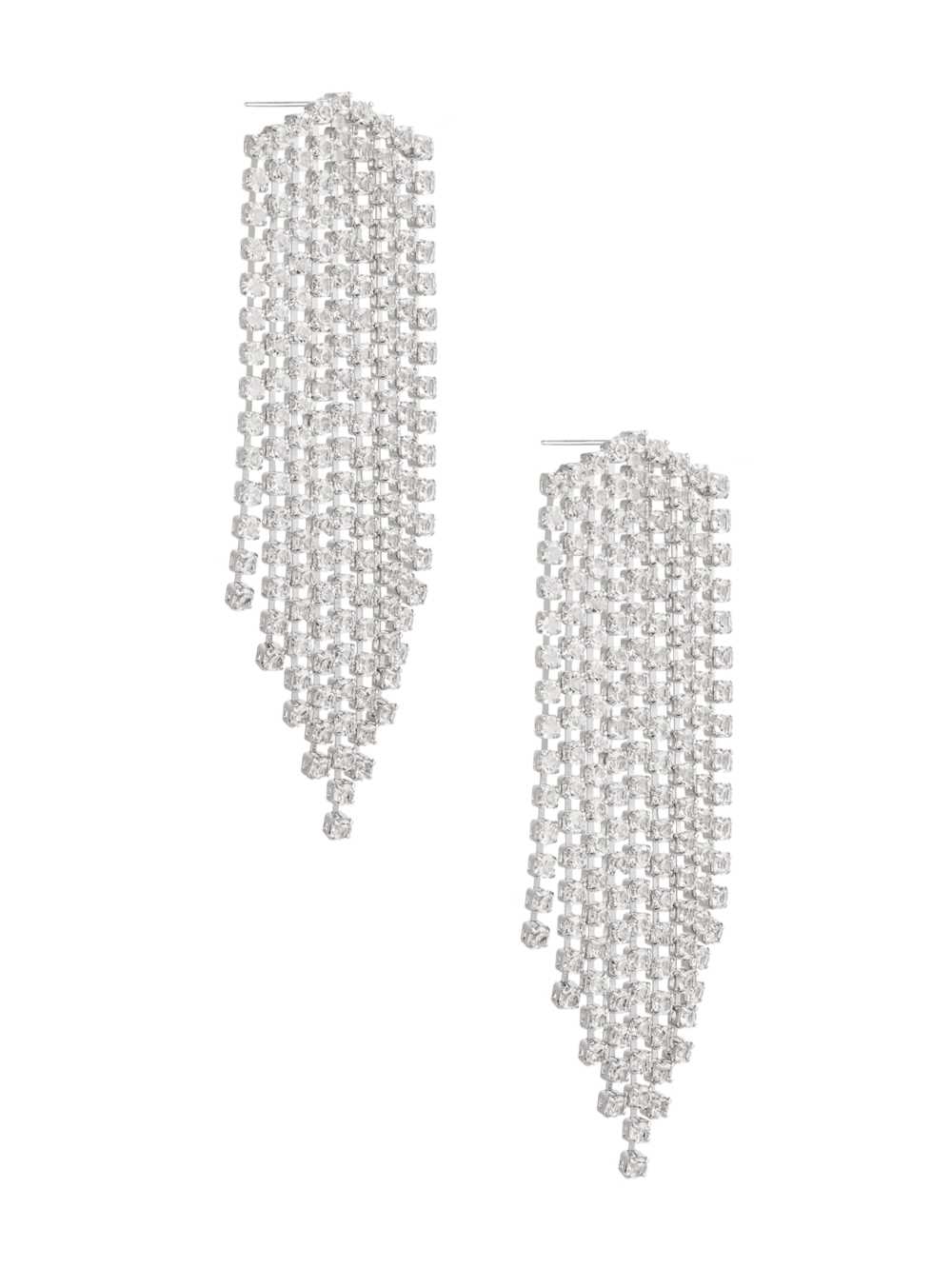 Silver Women's Guess Rhinestone Fringe Earrings Australia Sale | 920JPALOD