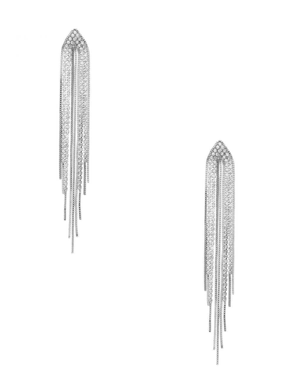 Silver Women\'s Guess Rhinestone Fringe Linear Earrings Australia Sale | 031KSPEHF