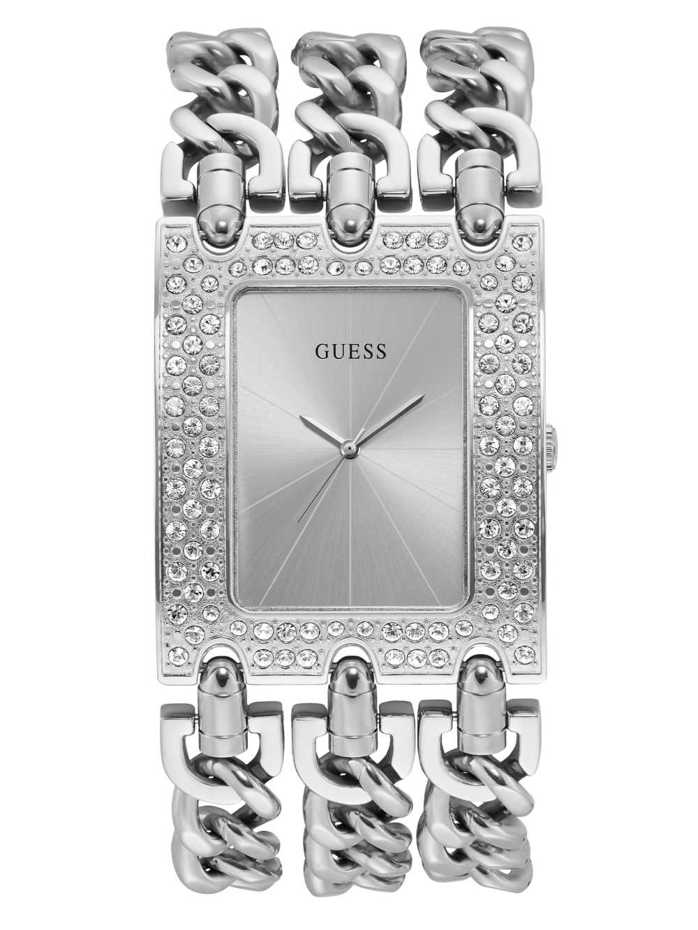 Silver Women\'s Guess Silver-Tone Chain Analog Watches Australia Sale | 152GADPRT