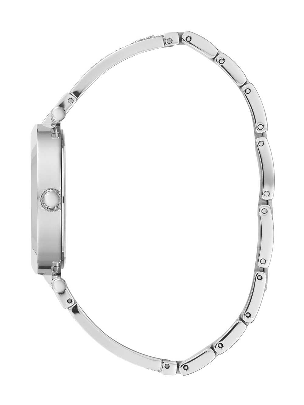 Silver Women's Guess Silver-Tone Crystal Bangle Analog Watches Australia Sale | 249COKSAL