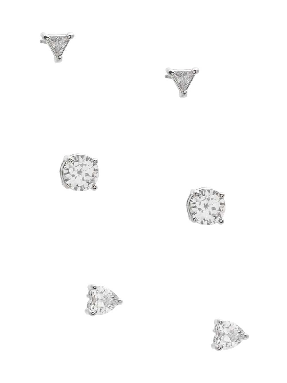 Silver Women\'s Guess Silver-Tone Cubic Zirconia Stud Set Earrings Australia Sale | 913YGPJVB