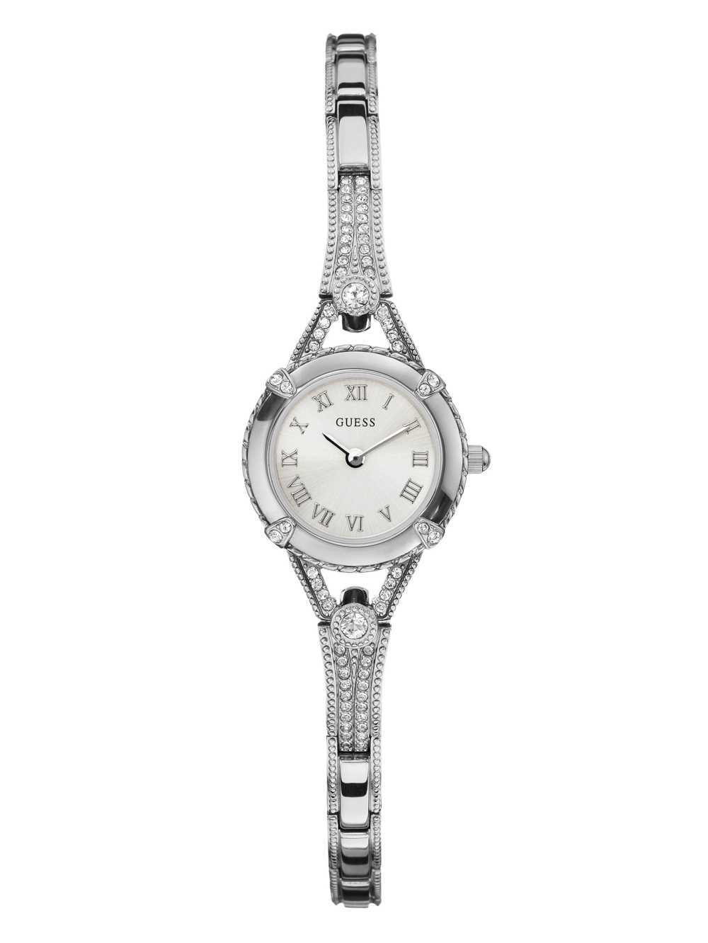 Silver Women\'s Guess Silver-Tone Petite Crystal Watches Australia Sale | 073OGMKYV