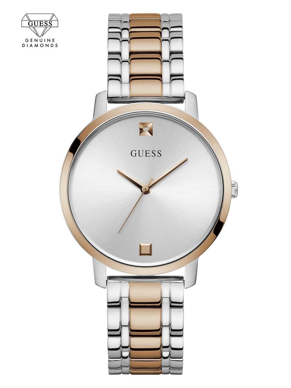 Silver Women\'s Guess Two-Tone Diamond Analog Watches Australia Sale | 649DTXIVC