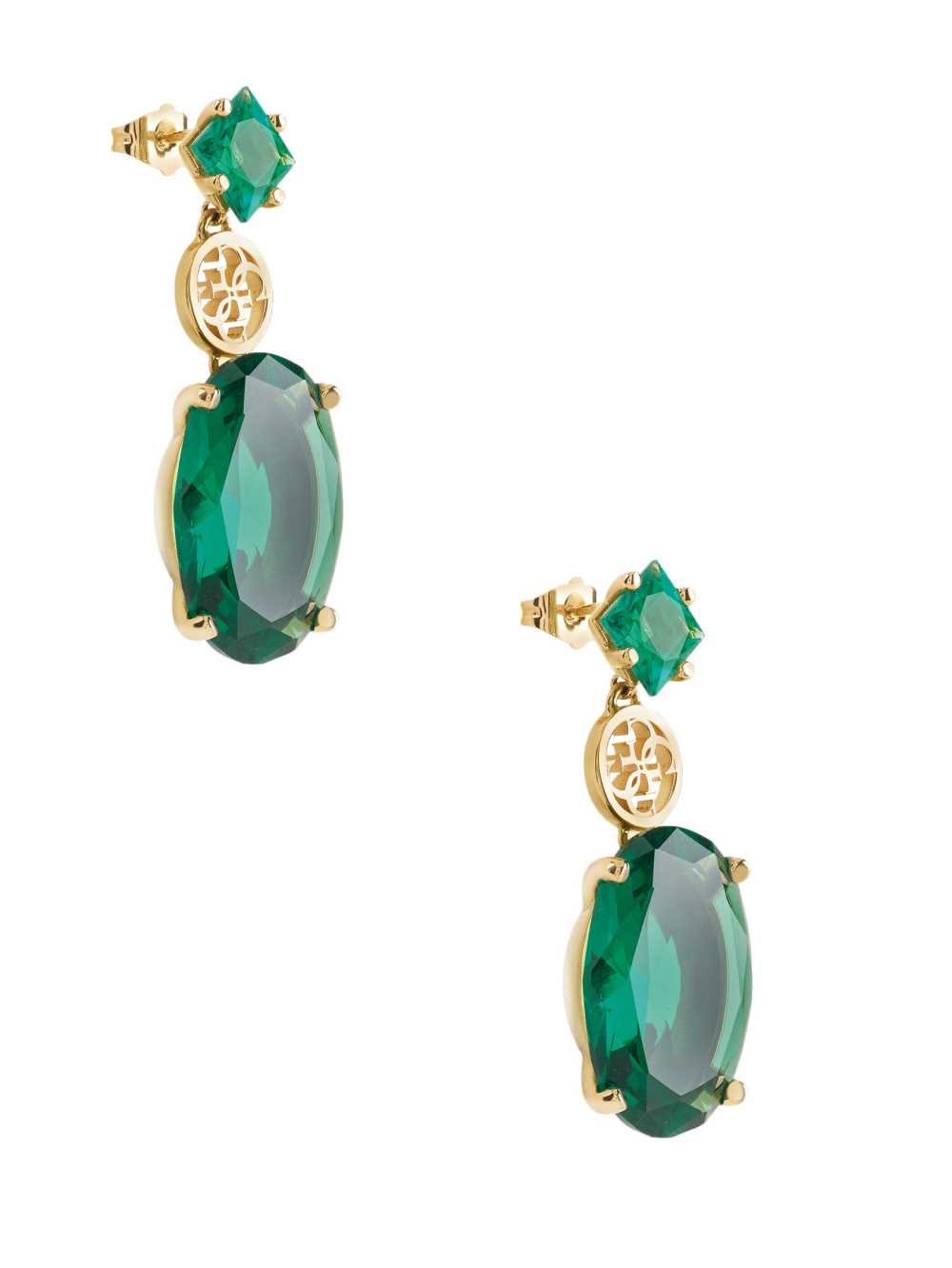 Turquoise Gold Women's Guess Gold-Tone Emerald Drop Earrings Australia Sale | 403SMQJLV