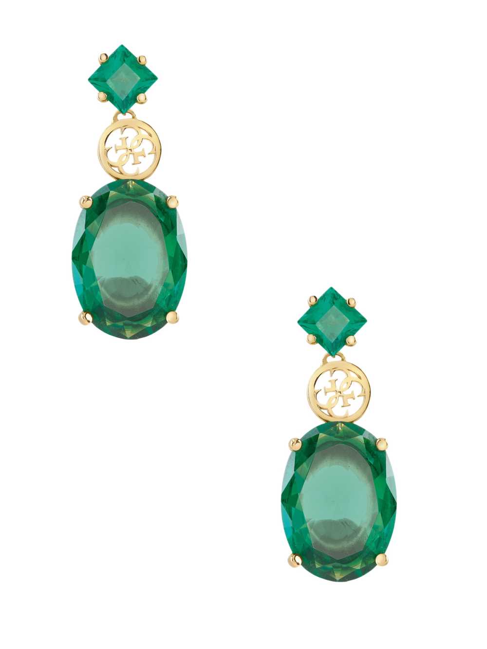 Turquoise Gold Women\'s Guess Gold-Tone Emerald Drop Earrings Australia Sale | 403SMQJLV