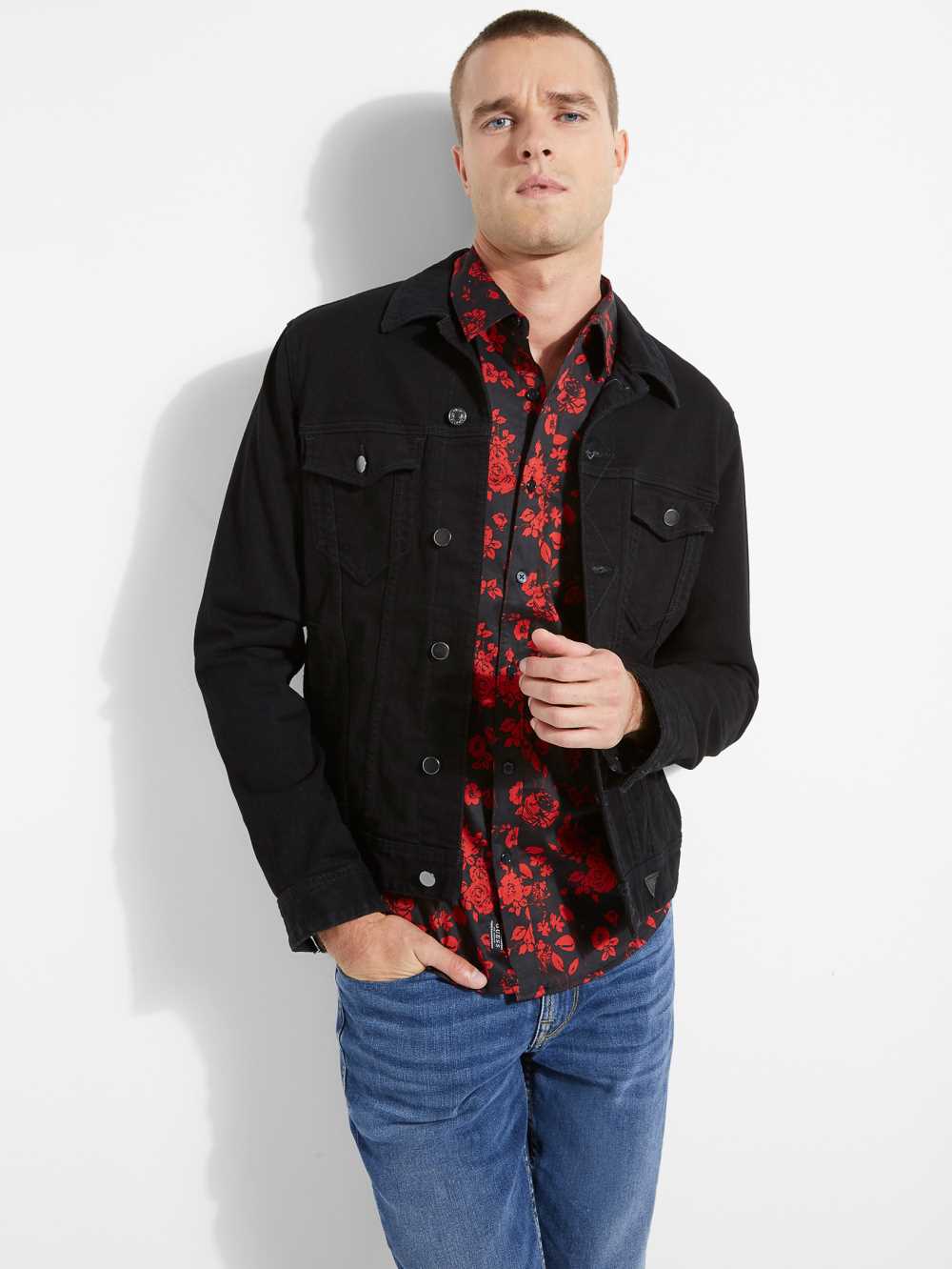 Wash Men's Guess Dillon Denim Jackets Australia Sale | 594VKMBUP