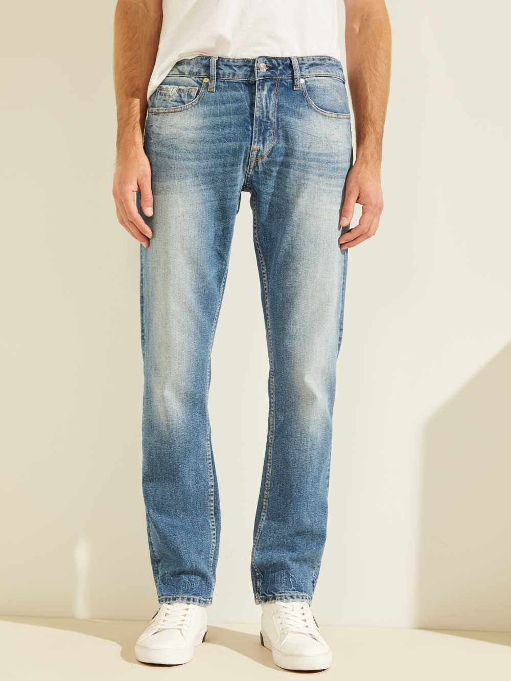 Wash Men\'s Guess Regular Straight Faded Jeans Australia Sale | 105LHNPVQ