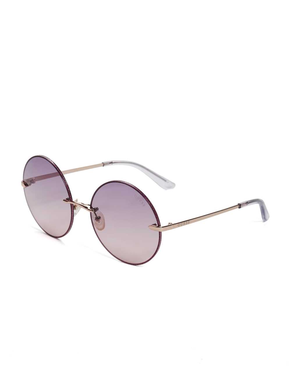 Wash Women's Guess Greyson Glitter Trim Round Sunglasses Australia Sale | 613IPTRJN