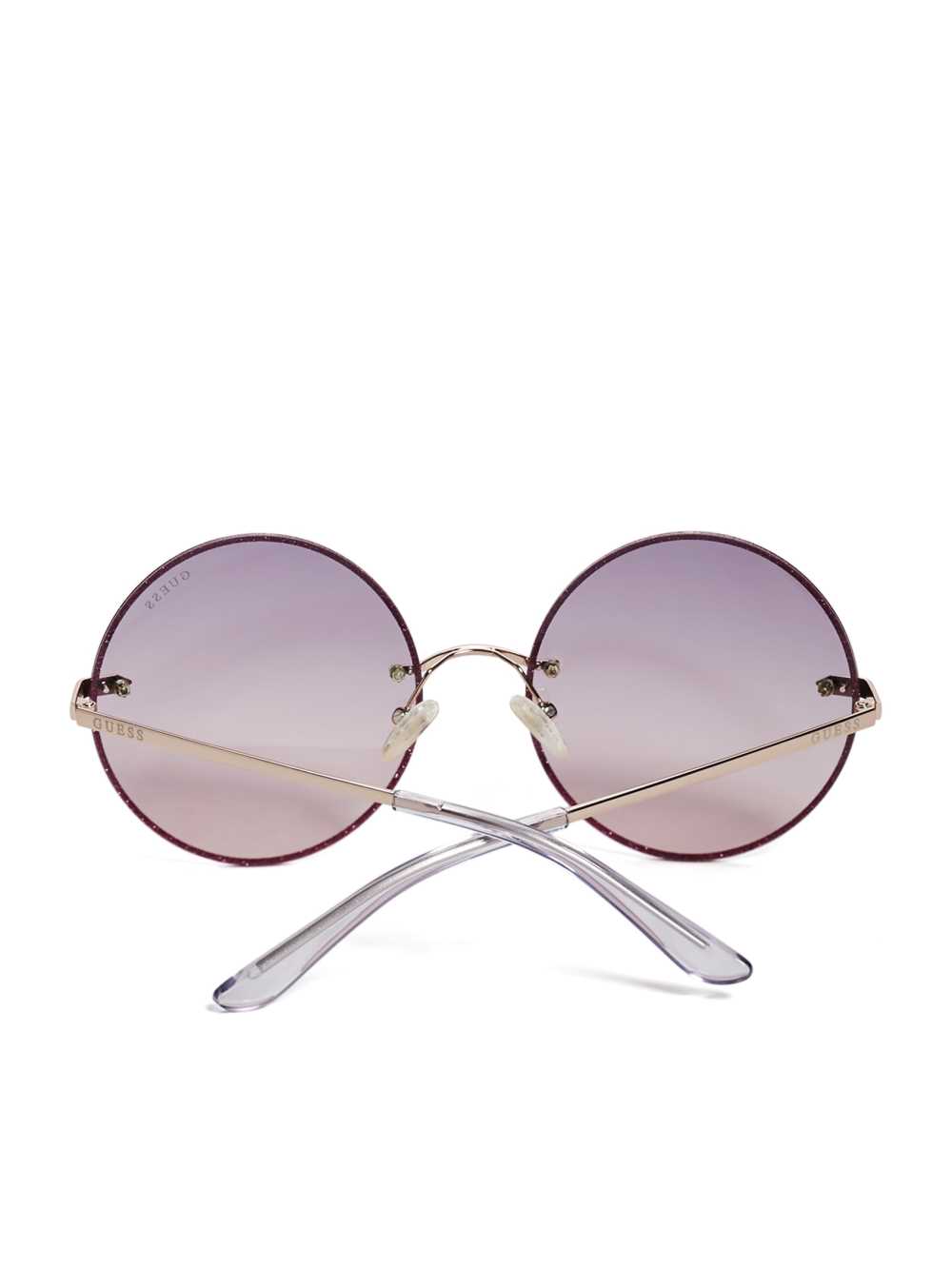 Wash Women's Guess Greyson Glitter Trim Round Sunglasses Australia Sale | 613IPTRJN