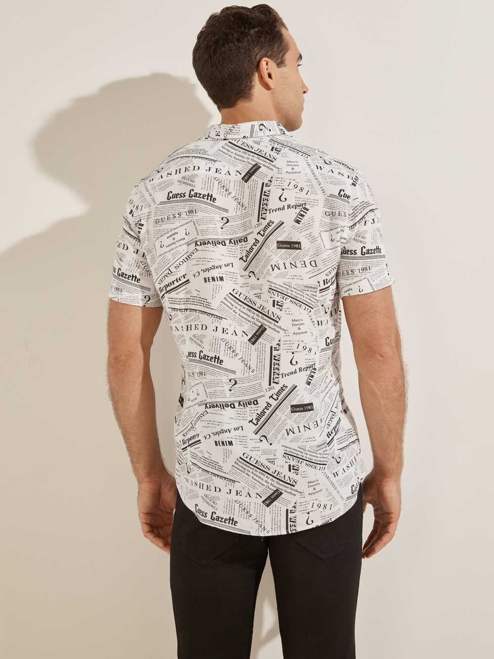 White Flower Men's Guess Rebel News Shirts Australia Sale | 034LKXVDE