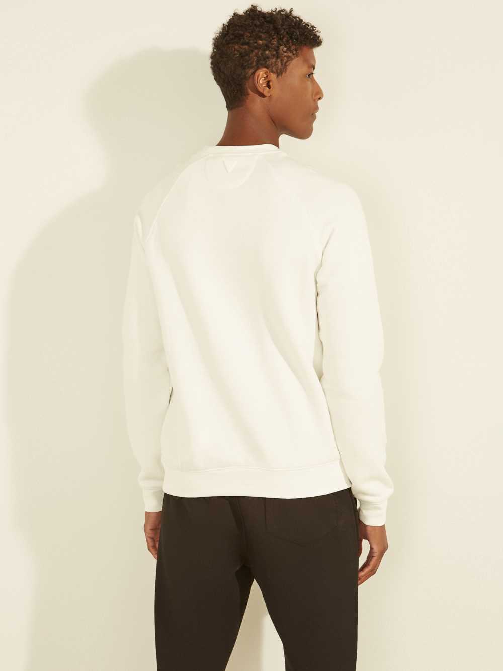 White Men's Guess Aldwin Crewneck Sweatshirt Australia Sale | 984KHMOGU