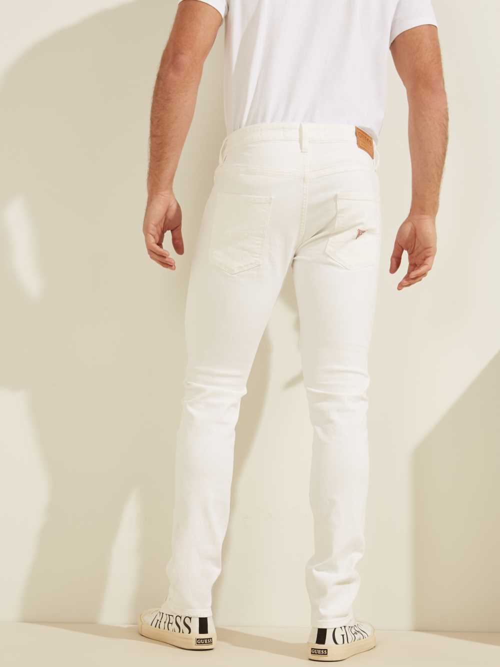 White Men's Guess Classic Solid Skinny Jeans Australia Sale | 186XBZTQV