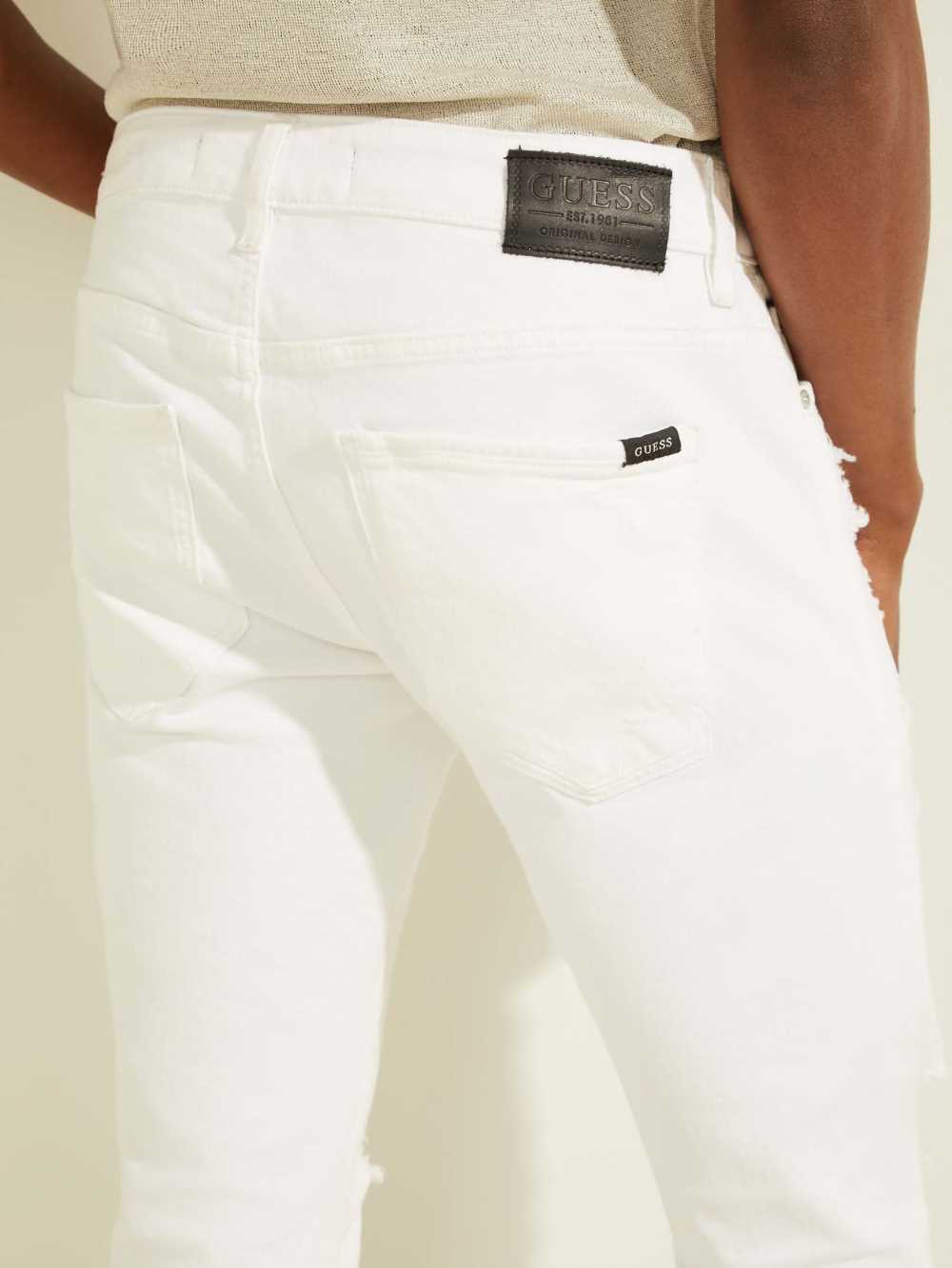 White Men's Guess Destroyed Painter's Skinny Jeans Australia Sale | 465JCYHDQ