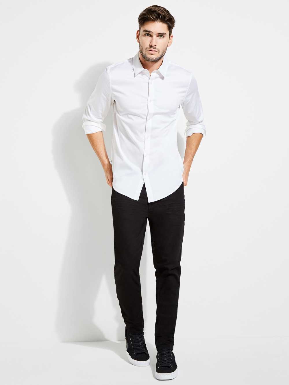 White Men's Guess Luxe Stretch Shirts Australia Sale | 976IZHWCD