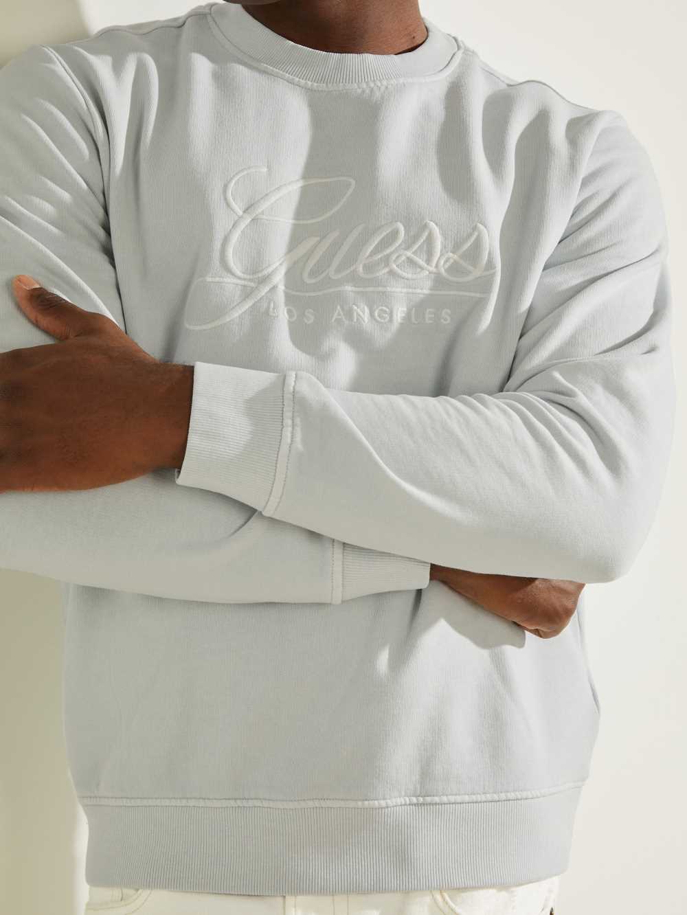 White Men's Guess Melvyn Pullover Sweatshirt Australia Sale | 187SLROMI