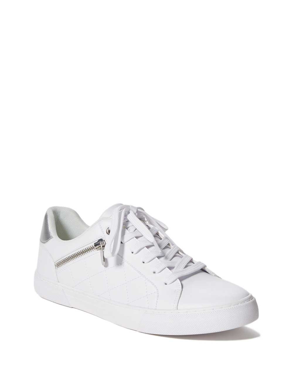 White Men\'s Guess Myran Zip Low-Top Sneakers Australia Sale | 954QVXLWJ