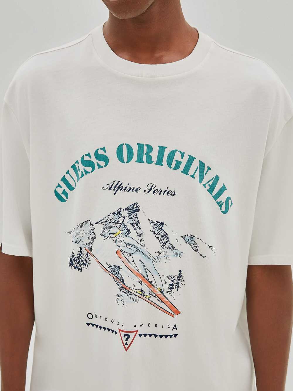 White Men's Guess Originals Alpine T-shirt Australia Sale | 523COPHUW