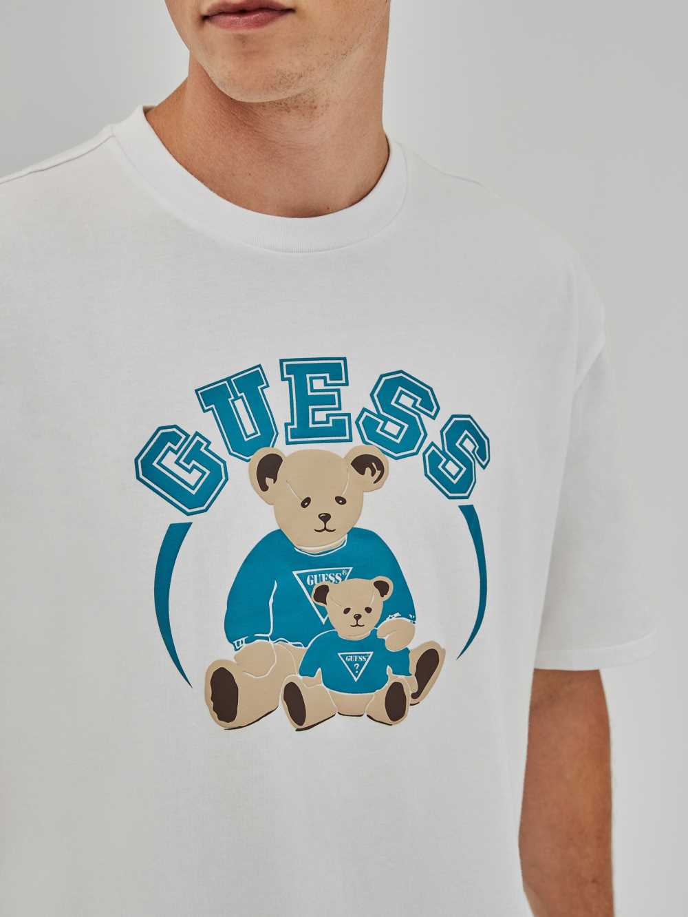 White Men's Guess Originals Bear T-shirt Australia Sale | 879DUQCIV