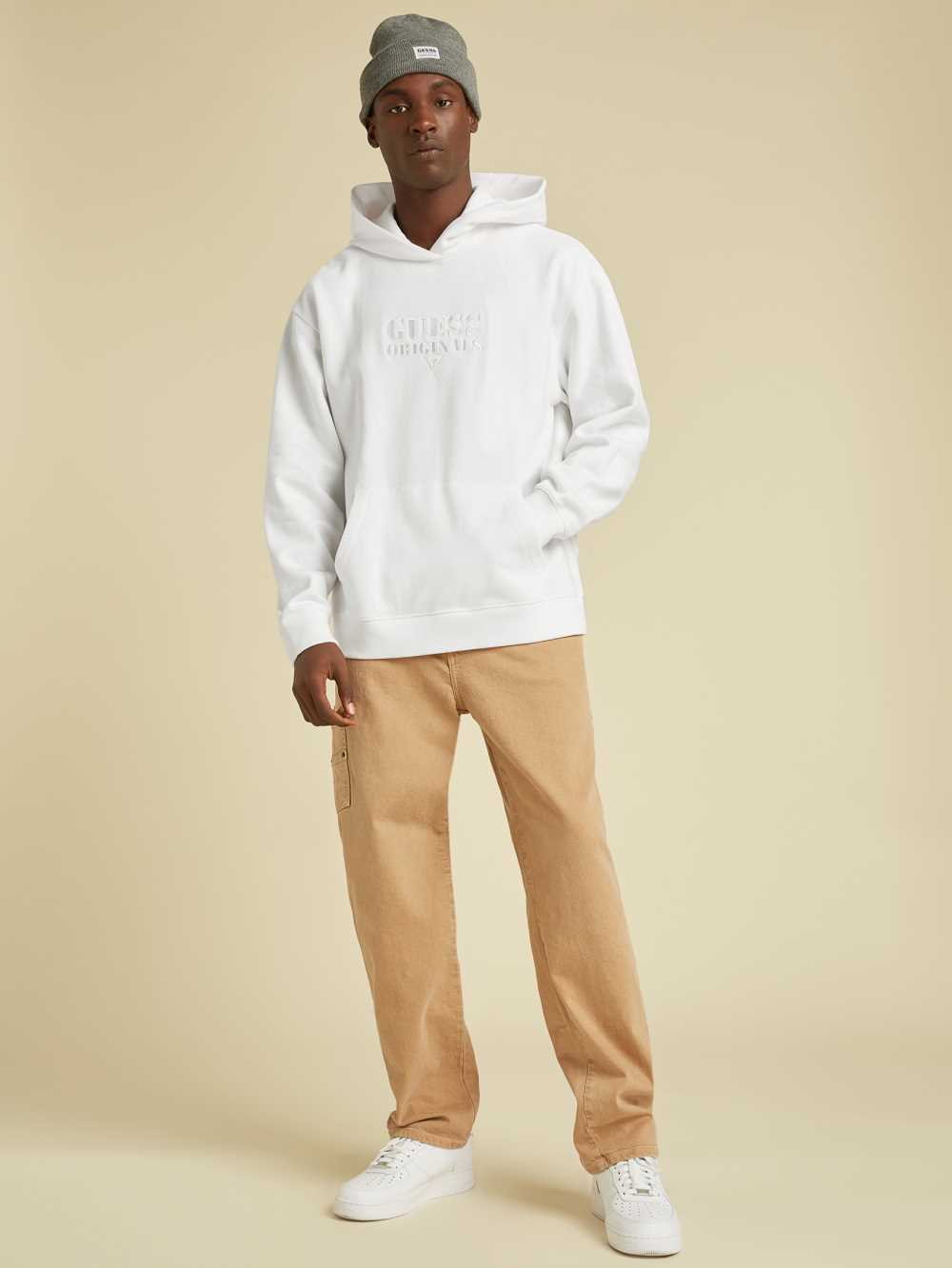 White Men's Guess Originals Kit Logo Hoodie Australia Sale | 043SBPXAO