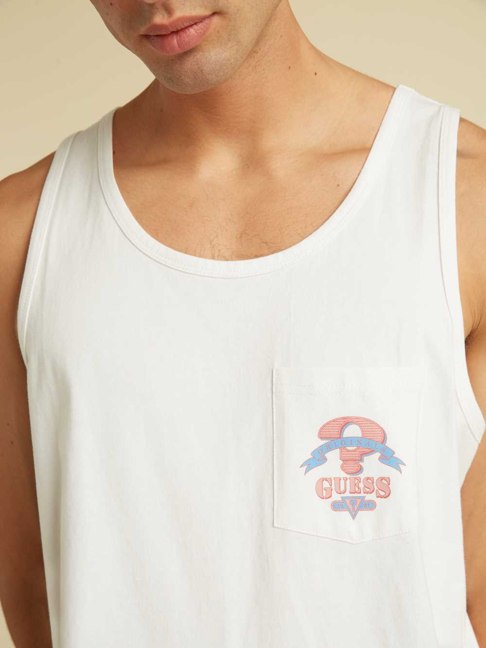 White Men's Guess Originals Logo Tank Top Australia Sale | 048GTZAHI