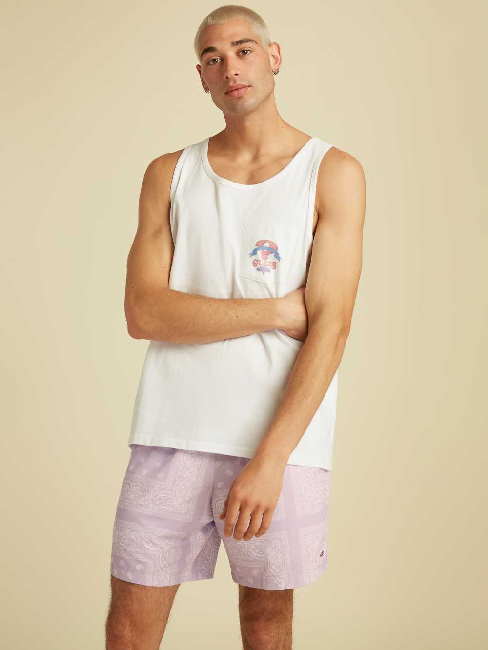 White Men\'s Guess Originals Logo Tank Top Australia Sale | 048GTZAHI