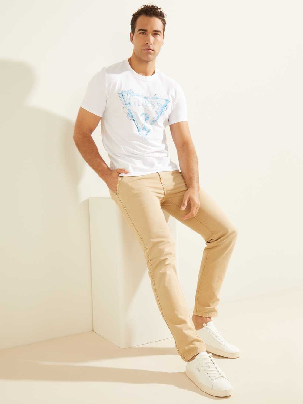 White Men's Guess Splash T-shirt Australia Sale | 417NCYULF