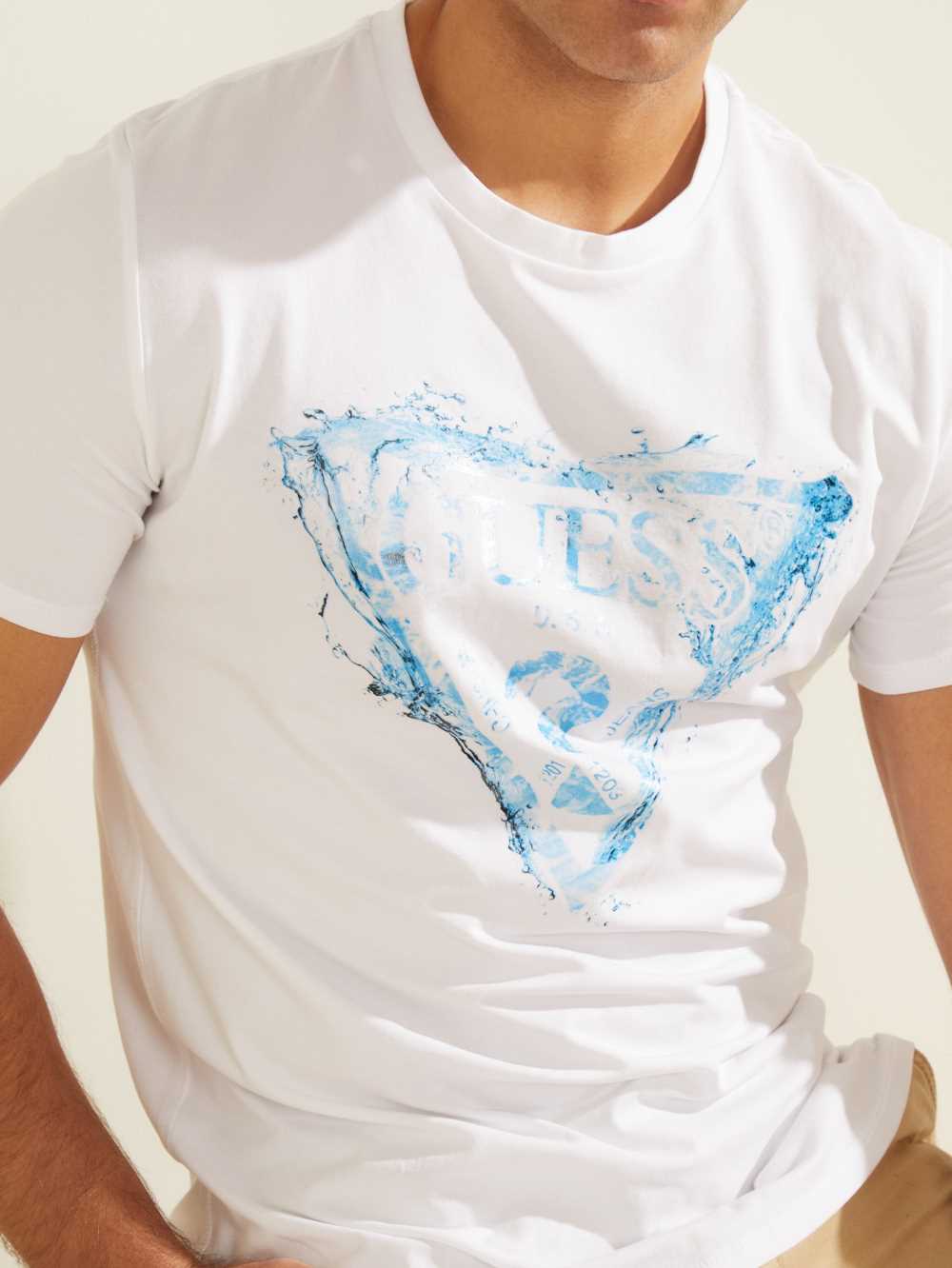 White Men's Guess Splash T-shirt Australia Sale | 417NCYULF