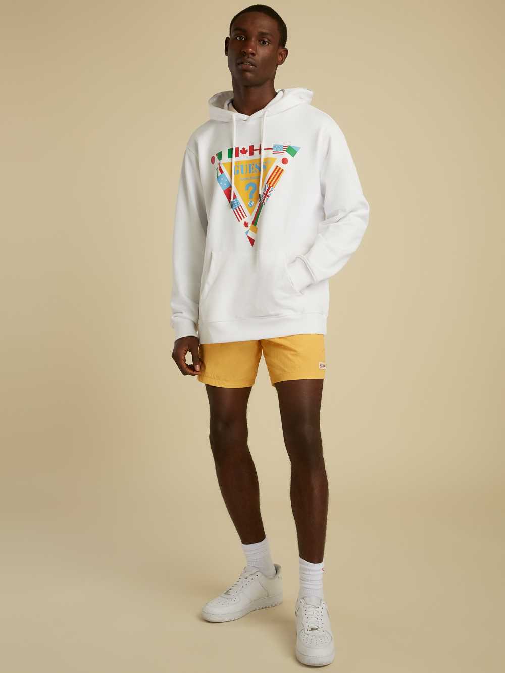 White Men's Guess Summer Games Logo Hoodie Australia Sale | 214YRBQNX