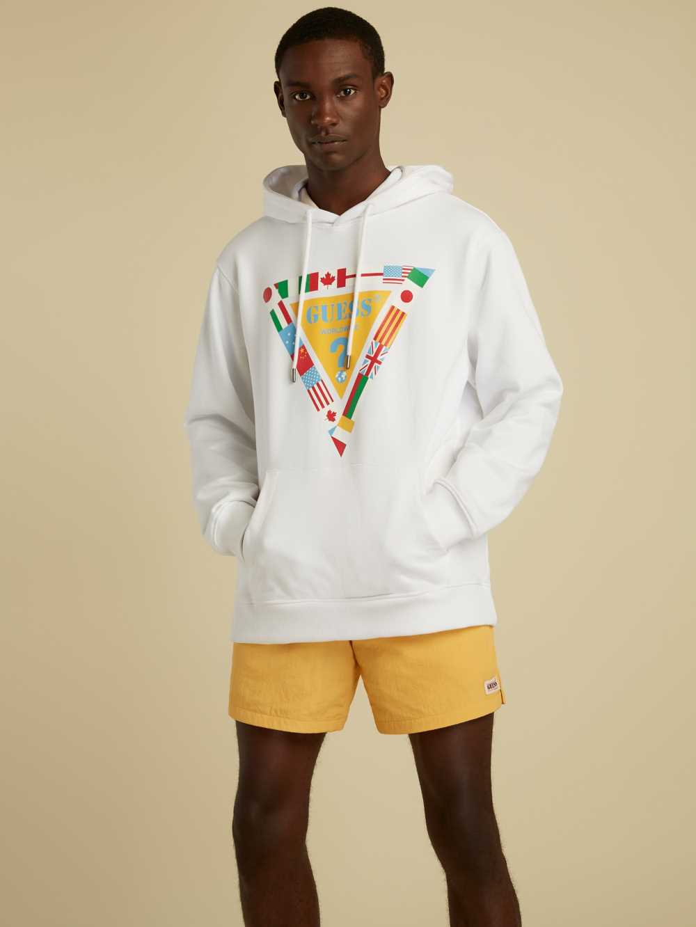 White Men's Guess Summer Games Logo Hoodie Australia Sale | 214YRBQNX