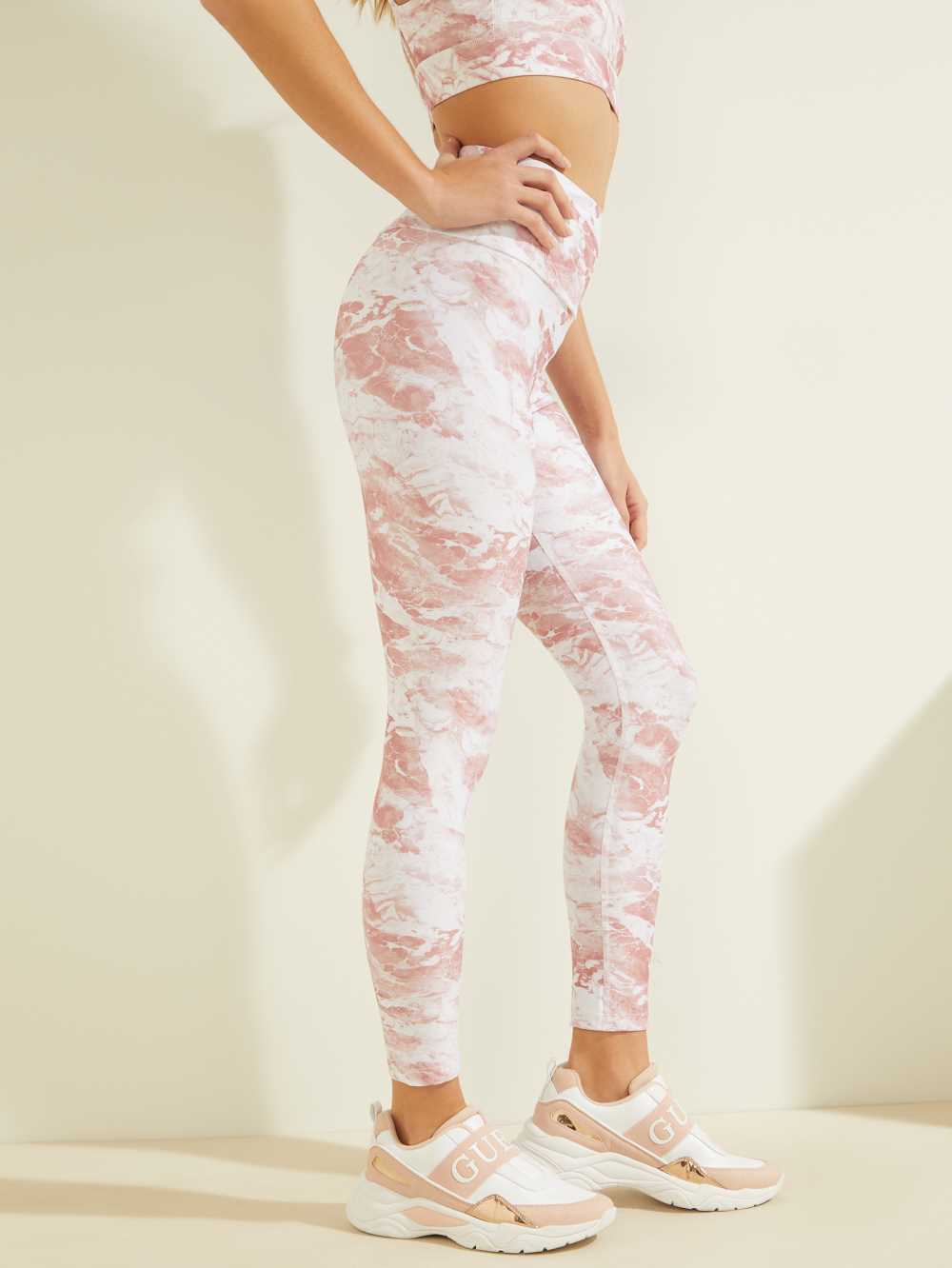 White Pink Women's Guess Eco Marble Leggings Australia Sale | 670SWZCXL