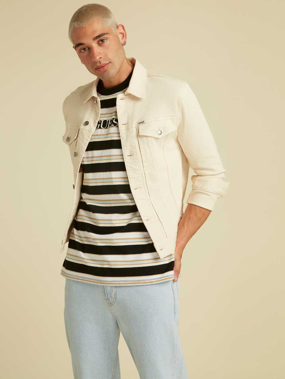 White Wash Men's Guess Originals Kit Denim Jackets Australia Sale | 205JOSTPY