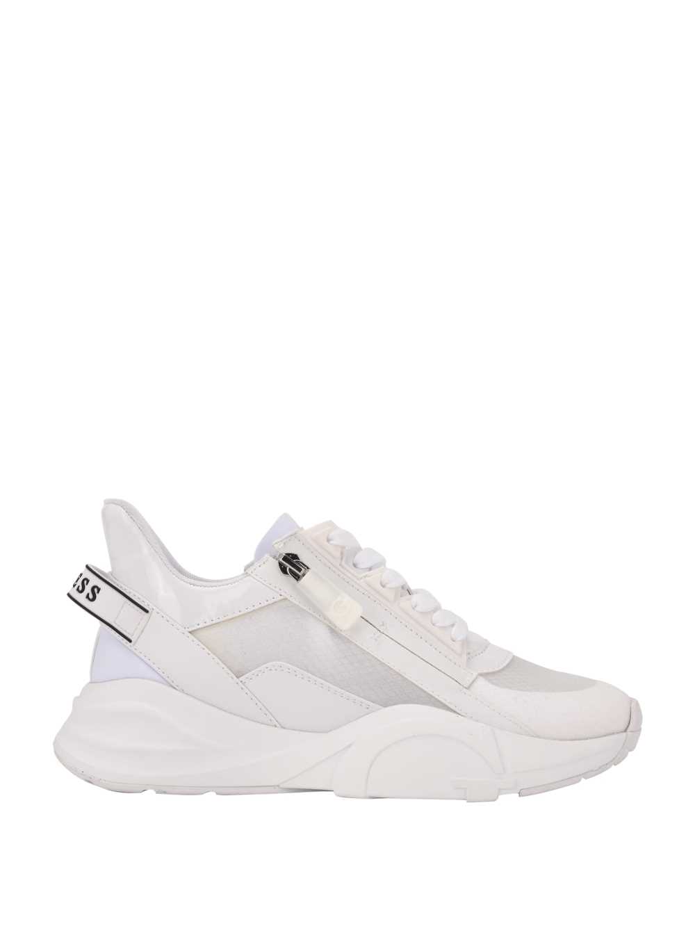 White Women's Guess Bailian Side-Zip Sneakers Australia Sale | 975UAHLZB